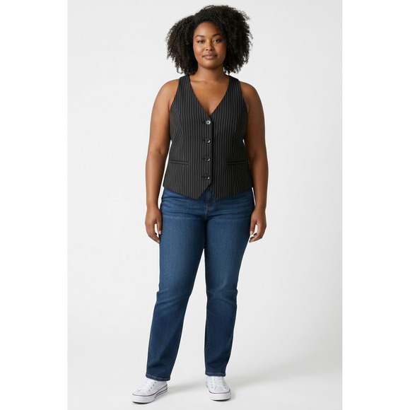 Lane Bryant Jackets & Blazers - Lane Bryant Black Pinstripe Tailored Vest Plus Size 16 Career Business Casual